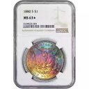 1880 S モーガン シルバー ダラー NGC MS-63* スター モンスター カラー トーニング