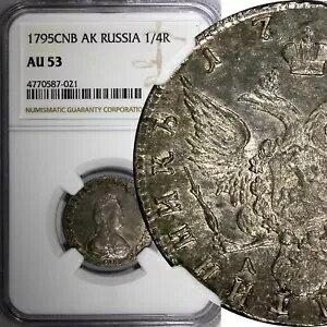  ꡼ 2  С 1795 SPB AK Polupoltinnik NGC AU53 ȡ SCARCE C#6...
