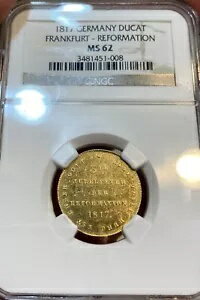 1817 年 フランクフルト改革 ゴールド デュカット Ducat NGC MS62 Semi Prooflike