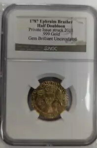 1787 記念エフライム ブラッシャー ゴールド ハーフ ダブロンが 2011 年にストライク NGC GEM BU
