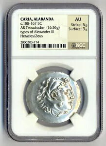 アレクサンダー大王 3 世 AR テトラドラクマ カリア アラバンダ地方 紀元前 188 〜 167 年 - NGC AU