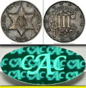 1870 NGC AU55CAC 3,000 鋳造-- 2 番目に低い 3C シルバー? $1,950-CDN CAC 3 セント