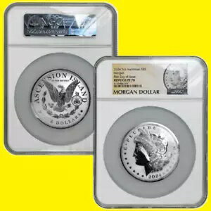 2024 モルガン 5 オンス シルバー ドル RF 70 NGC 初日 COA