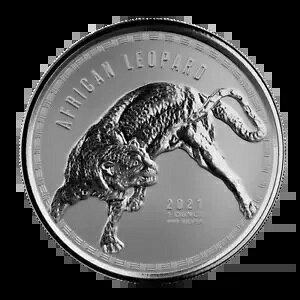 2021 1 オンス アフリカン ヒョウ .999 シルバー コイン 5 セディス BU プルーフ風 #A428(3)