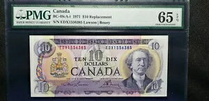 カナダ銀行 1971 $10 BC-49cA-i Lawson-Bouey (SN:EDX1556385) PMG GEM 65 EPQ