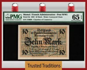 TT PK 5b 1922  / 켡Υե󥹴 10 ޡ PMG 65 EPQ GEM UNC.