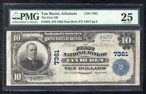 1902年 $10 アーカンソー州ヴァン・バーク第一国立銀行 国立通貨 CH.#7361 PMG VF-25