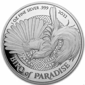 2022 パパオニューギニア BIRD OF PARADISE 1 オンス .999 銀貨 カプセル入り