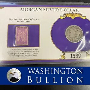 1889 O 米国モルガン シルバー ダラー コレクション カード & 郵便切手 $1