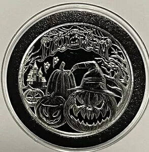 ハッピーハロウィン トリック オア トリート コイン 1 トロイオンス 0.999 ファイン シルバー ラウンド メダル 999