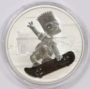 2020 ツバル $1 シンプソンズ スケートボード バート シンプソン 1 オンス 999 シルバー コイン カプセ..