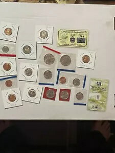 プルーフコインとミントコイン17枚の素敵なロット+カード付きシルバーグレイン2枚 - ミントケネディ2枚(3)