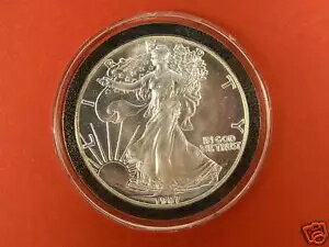 1987 未流通アメリカン イーグル シルバー ダラーエアタイト ホルダー付き送料無料