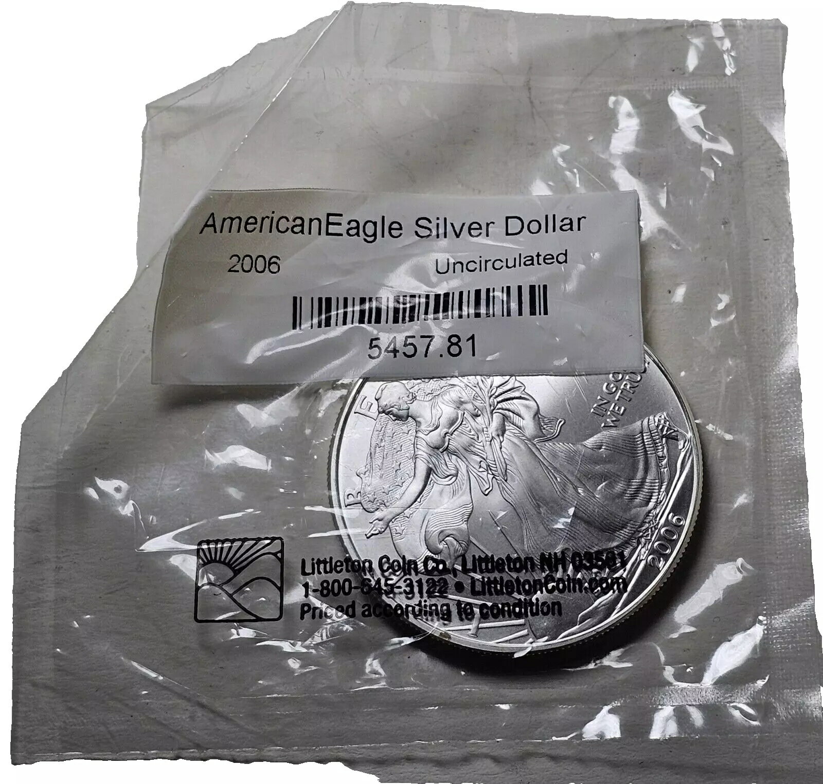 WORLD RESOURCE【KING店】の2006 シルバー アメリカン イーグル $1、Littleton Coin Co. Cello-MS-無料米国発送｜アングル3
