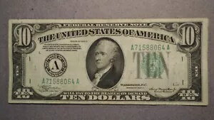 1934A ボストン $10 ドル連邦準備金**素敵なサクサクノート**送料無料**1164