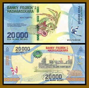 マダガスカル 20000 (20,000) Ariary、2017 P-104 バタフライ紙幣 Unc