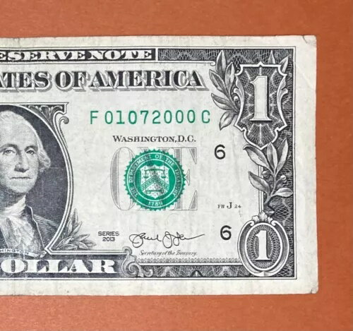 2000 年 1 月 7 日。 2000 年 7 月 1 日 (F 01072000 C) 誕生日メモ 1 ドル紙幣