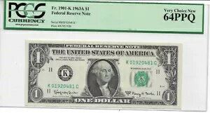 1963-A $1 Ϣˮ 饹 FR 1901-K : PCGS ̲ 64 PPQ