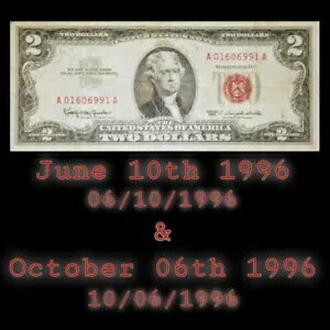 レッドシール 2ドル ファンシーノート 日付/逆向き誕生日 同文字シリアル