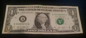 $1 Bill Binary Five of a Kind 3s w/ Triple 9s - ԡ ե󥷡 ꥢ # 393...