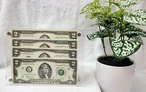 連続シリアル番号 - 2 ドル紙幣 - UNC フレーム入り - #70