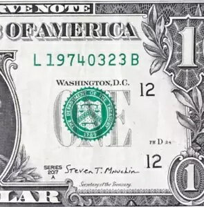 1974 年 3 月 23 日 : L 19740323 B 誕生日紙幣 1 ドル紙幣