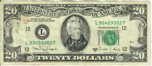 1988A 20$ FRN - 小さな肖像画 - CVV/NFB L93459302F - #15402