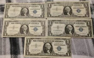 1957 ドル 1 ドル銀証書 STAR 紙幣 - 5 枚ロット