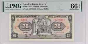 エクアドル 20 スクレ 1988 P121Aa UNC / PMG GEM66EPQ