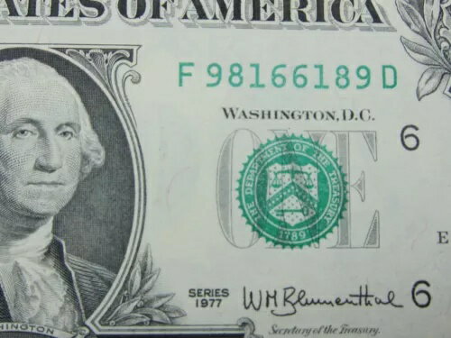 1977 回文レーダーメモ $1 FRN #F98166189D