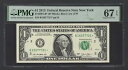 米国連邦準備制度 1 ドル 2013 Fr#3001-B* (B* ブロック) UNC グレード 67