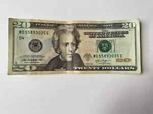 米国リアルマネー 20 ドル紙幣 20 ドル シリアル番号 MD 55893035 E ノート 2013