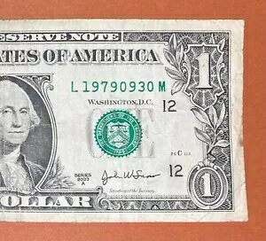 1979 年 9 月 30 日 (L 19790930 M) 誕生日メモ 1 ドル紙幣