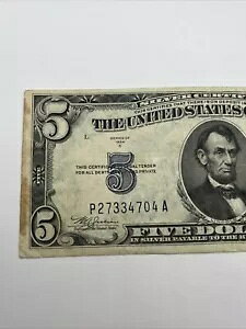 WORLD RESOURCE【KING店】の1934 C 5 ドル ブルー シール紙幣銀証明書 #0788｜アングル2