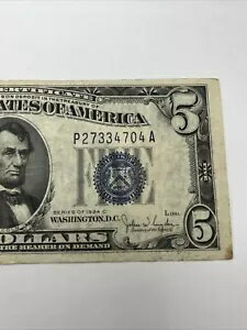 WORLD RESOURCE【KING店】の1934 C 5 ドル ブルー シール紙幣銀証明書 #0788｜アングル3