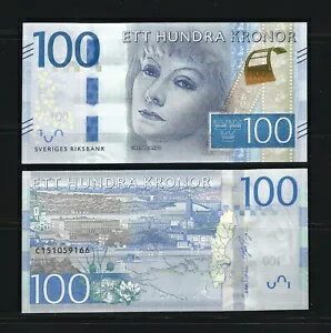 スウェーデン 100 クローナ 2015、P-71、スウェーデン国立銀行、パックフレッシュオリジナル UNC、かなり
