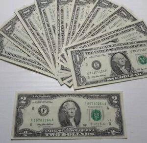 ヴィンテージ 90 年代 ロット $1 1 ドル紙幣 1999 x6 1995 x4 + ボーナス 95' $2 2 ドル