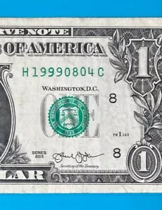 1999 年 8 月 4 日: H 19990804 C $ BIRTHDAY Note $1 1 ドル紙幣