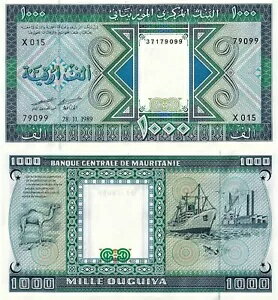 モーリタニア 1000 ウギア 1989 未発行 UNC、P-7A 新品