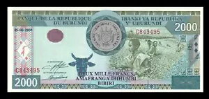 ブルンジ、2000 フラン、2001 年、P-41、未流通紙幣