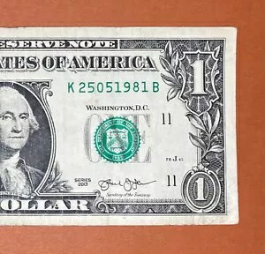 1981 年 5 月 25 日 (K 25051981 B) 誕生日メモ 1 ドル紙幣