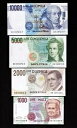 イタリアセット 4 個、1000 2000 5000 10000 リラ 1984-1990 UNC