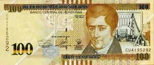 ホンジュラス 100 レンピラ流通紙幣。 100 ホンジュラス レンピラ 2019