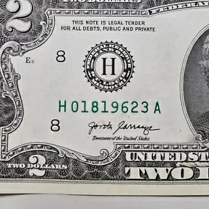 2 ドル誕生日紙幣 2 ドル紙幣 01819623 1962 年 3 月 18 日未流通