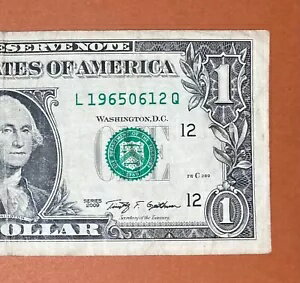1965 年 6 月 12 日 (L 19650612 Q) 誕生日メモ 1 ドル紙幣