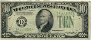 1934A 10$ 連邦準備券 - グリーン シール - WAJ/HM D84403686A - #13631