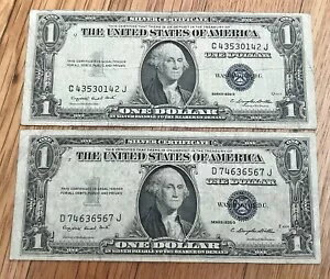 シルバー証明書 1935 G ノート (2) モットーありおよびなし - ファンシー シリアル ロット