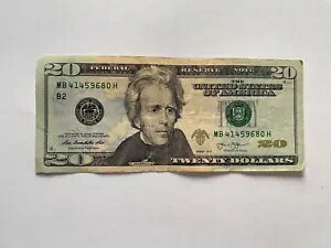 米国リアルマネー 20 ドル紙幣 20 ドル シリアル番号 MB 41459680 H ノート 2013