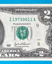 1973 年 11 月 : I 19730011 年/月 2 ドル紙幣 *UNC*