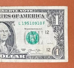 1951 年 9 月 10 日 ( L 19510910 F ) 誕生日メモ 1 ドル紙幣